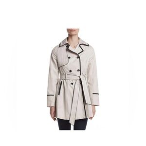 Betsey Johnson Cream Trench Coat with Black Accents